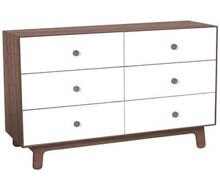 Merlin 6 Drawer Dresser White/Walnut - Oeuf NYC